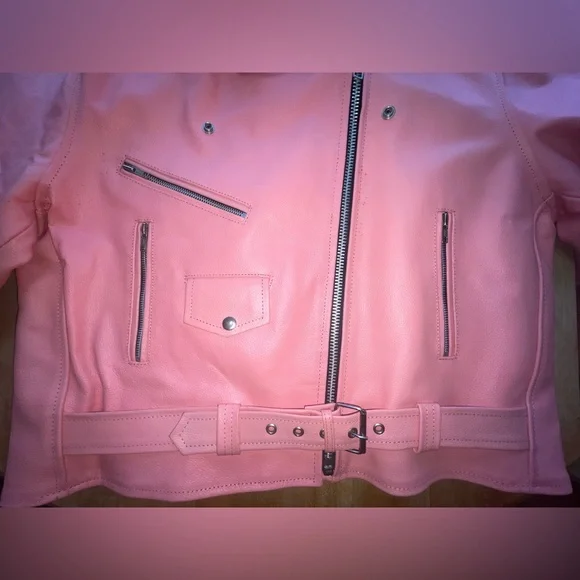 ALLSTATE LEATHER ladies 2x baby pink biker jacket - Picture 6 of 14